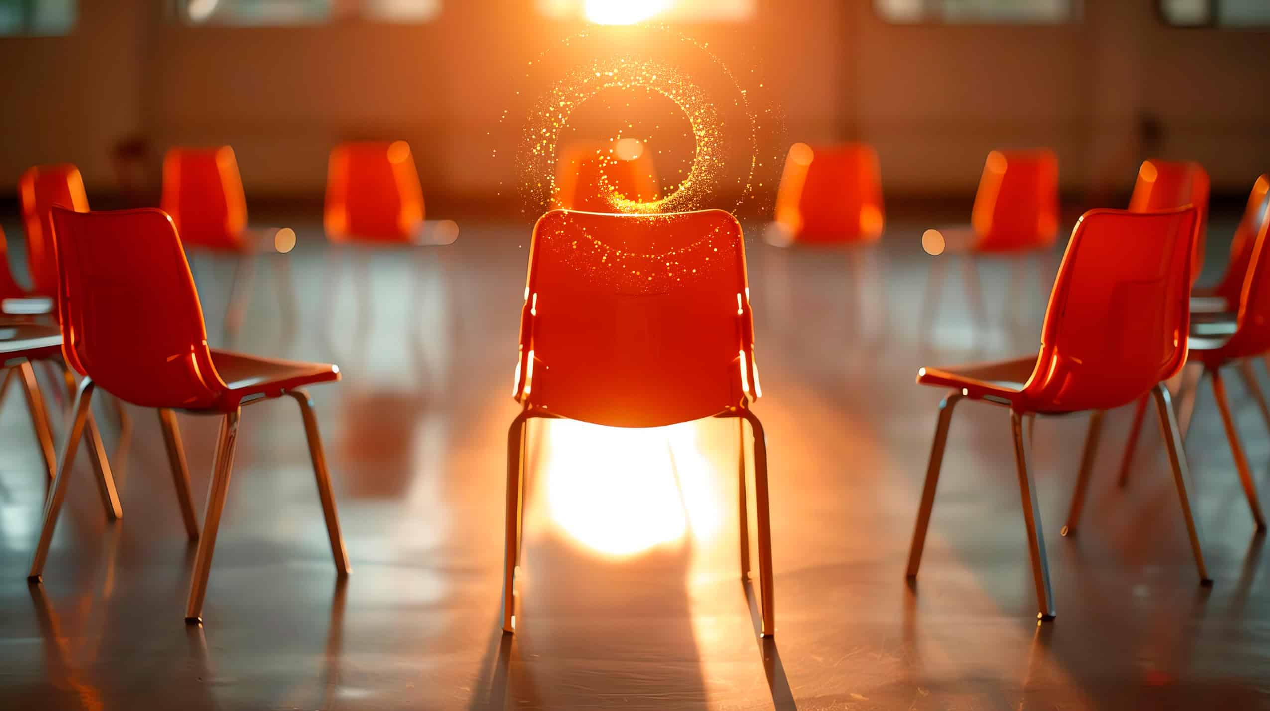 circle of chairs with magic in the middle